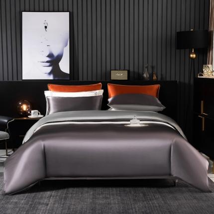 91家纺网 家纺一手货源 找家纺 （总）雅韵诗 2023新款简约款真丝素色双拼四件套（不退换）