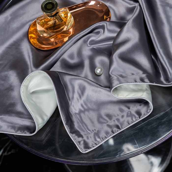 91家纺网 家纺一手货源 找家纺 雅韵诗2023新款真丝枕套（不退换） 小四边 金属灰48*74+3一只