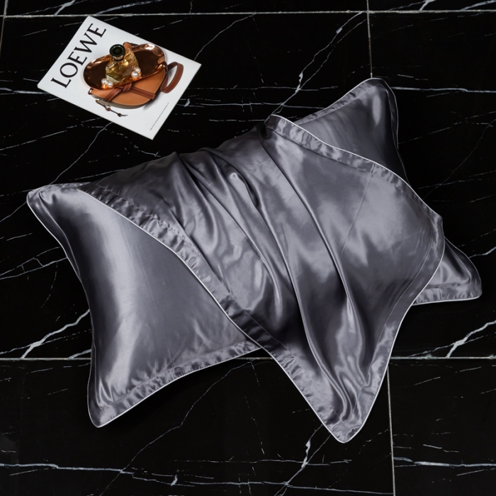 91家纺网 家纺一手货源 找家纺 雅韵诗2023新款真丝枕套（不退换） 小四边 金属灰48*74+3一只