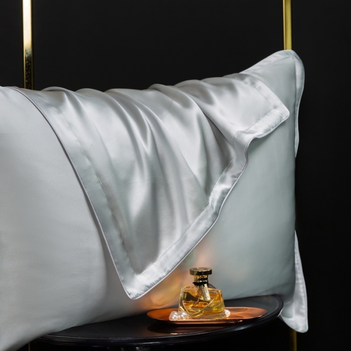 91家纺网 家纺一手货源 找家纺 雅韵诗2023新款真丝枕套（不退换） 小四边 银灰48*74+3一只