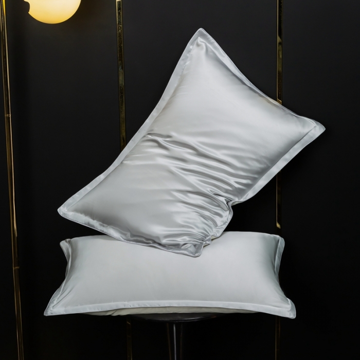 91家纺网 家纺一手货源 找家纺 雅韵诗2023新款真丝枕套（不退换） 小四边 银灰48*74+3一只