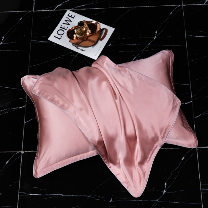 91家纺网 家纺一手货源 找家纺 雅韵诗2023新款真丝枕套（不退换） 小四边 硬糖粉48*74+3一只