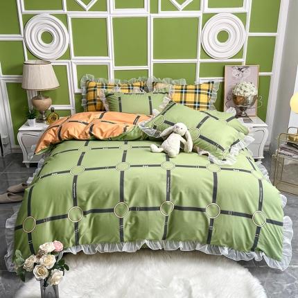 91家纺网 家纺一手货源 找家纺 品家居 2021新款80支全棉高端澳棉四件套 阁域-绿