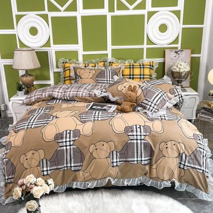 91家纺网 家纺一手货源 找家纺 品家居 2021新款80支全棉高端澳棉四件套 思念熊