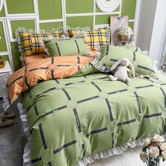 91家纺网 家纺一手货源 找家纺 品家居 2021新款80支全棉高端澳棉四件套 阁域-绿