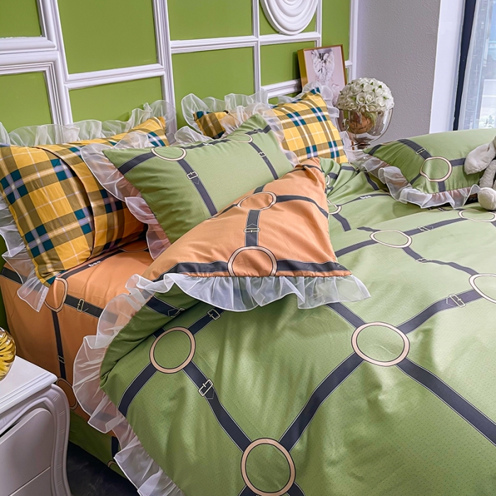 91家纺网 家纺一手货源 找家纺 品家居 2021新款80支全棉高端澳棉四件套 阁域-绿