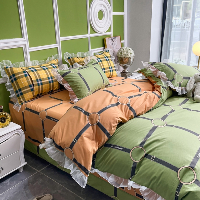 91家纺网 家纺一手货源 找家纺 品家居 2021新款80支全棉高端澳棉四件套 阁域-绿