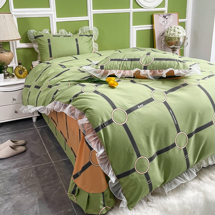 91家纺网 家纺一手货源 找家纺 品家居 2021新款80支全棉高端澳棉四件套 阁域-绿
