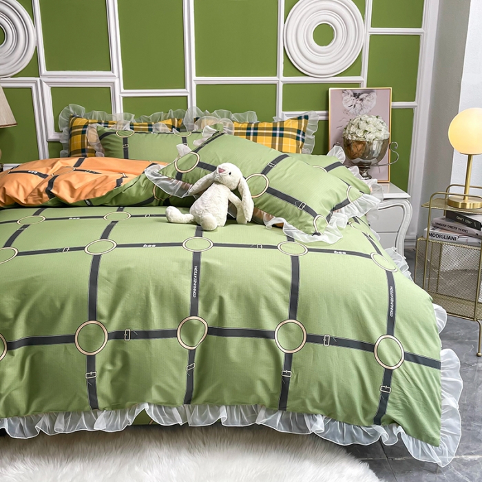 91家纺网 家纺一手货源 找家纺 品家居 2021新款80支全棉高端澳棉四件套 阁域-绿
