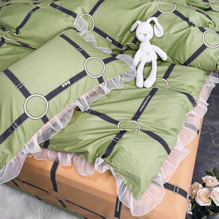 91家纺网 家纺一手货源 找家纺 品家居 2021新款80支全棉高端澳棉四件套 阁域-绿