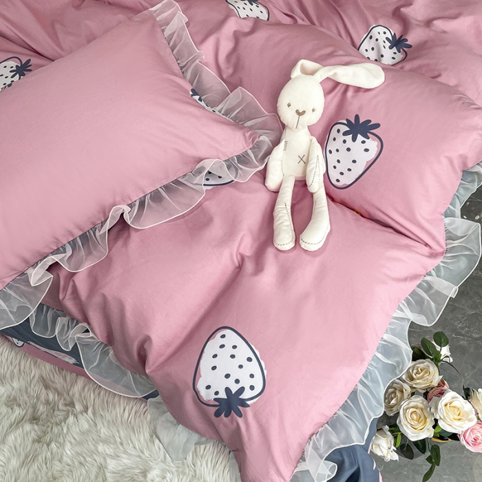 91家纺网 家纺一手货源 找家纺 品家居 2021新款80支全棉高端澳棉四件套 乐享-粉