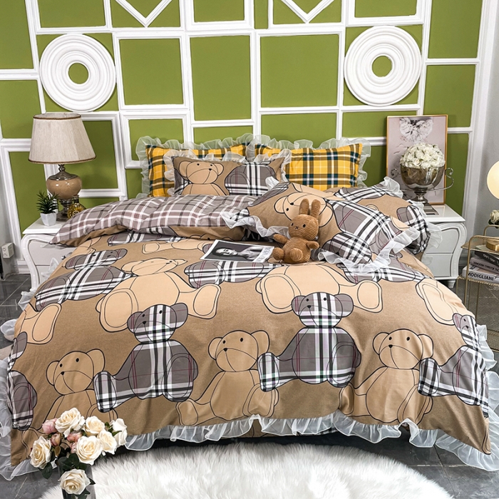 91家纺网 家纺一手货源 找家纺 品家居 2021新款80支全棉高端澳棉四件套 思念熊