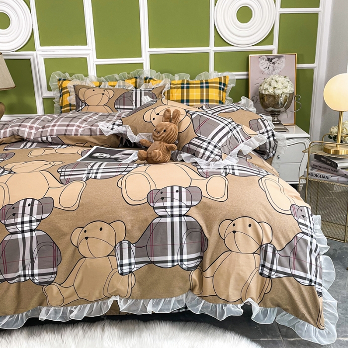 91家纺网 家纺一手货源 找家纺 品家居 2021新款80支全棉高端澳棉四件套 思念熊