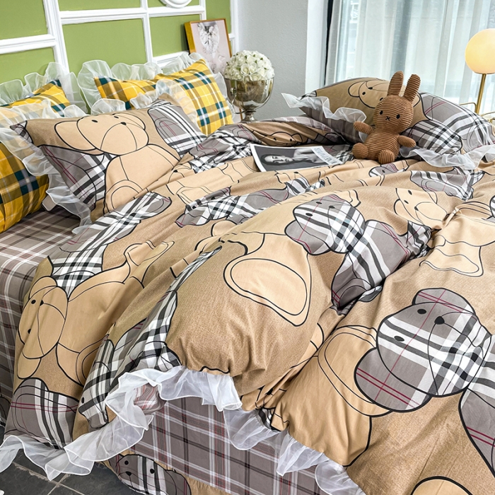 91家纺网 家纺一手货源 找家纺 品家居 2021新款80支全棉高端澳棉四件套 思念熊