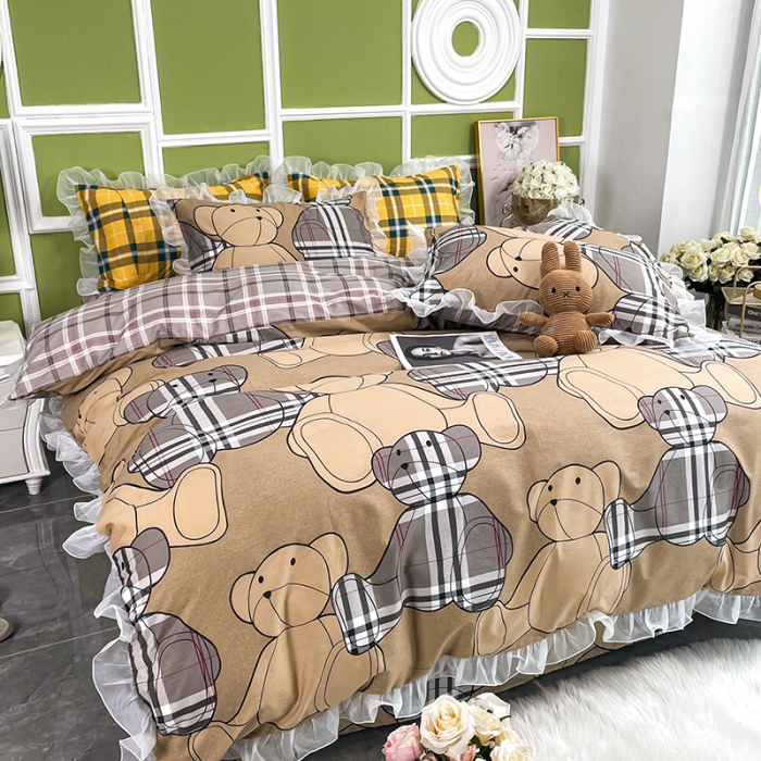 91家纺网 家纺一手货源 找家纺 品家居 2021新款80支全棉高端澳棉四件套 思念熊