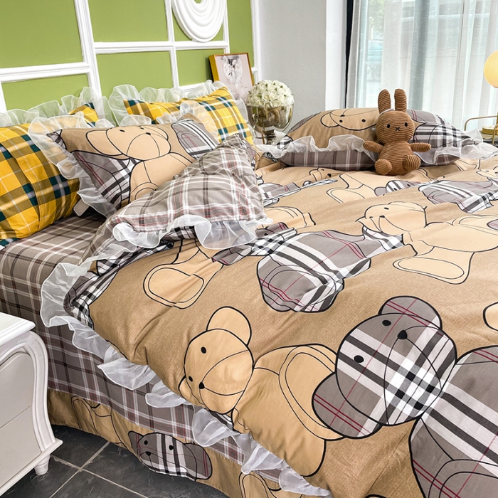 91家纺网 家纺一手货源 找家纺 品家居 2021新款80支全棉高端澳棉四件套 思念熊