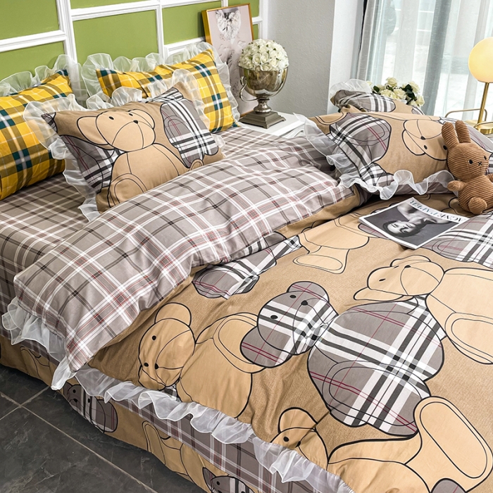 91家纺网 家纺一手货源 找家纺 品家居 2021新款80支全棉高端澳棉四件套 思念熊