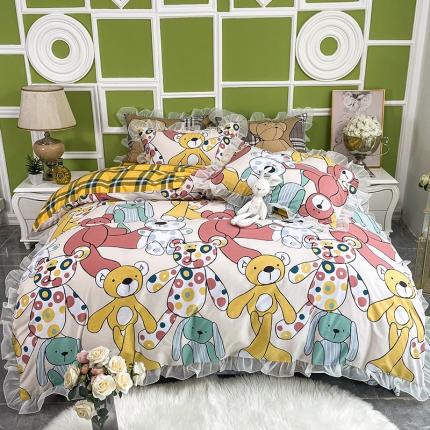 品家居 2021新款80支全棉高端澳棉四件套 顽皮熊-米