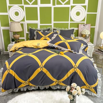 品家居 2021新款80支全棉高端澳棉四件套 心动连接-灰