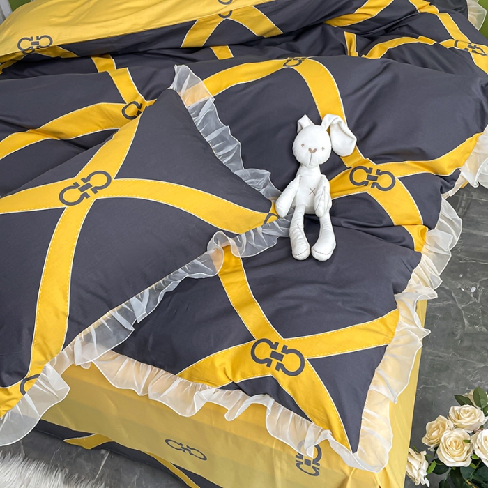 91家纺网 家纺一手货源 找家纺 品家居 2021新款80支全棉高端澳棉四件套 心动连接-灰