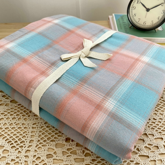 91家纺网 家纺一手货源 找家纺 艾咪 新款水洗棉单品被套 佛暖粉蓝