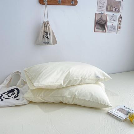 91家纺网 家纺一手货源 找家纺 安莱生活 2021新款全棉水洗棉枕套 奶黄