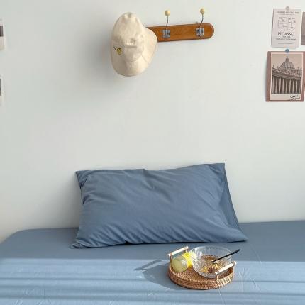 91家纺网 家纺一手货源 找家纺 安莱生活 2021新款全棉水洗棉枕套 雾蓝