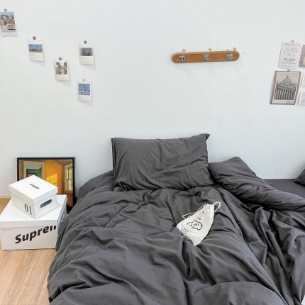 91家纺网 家纺一手货源 找家纺 安莱生活 2021新款全棉水洗棉枕套 铁灰