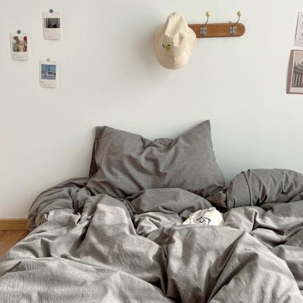 91家纺网 家纺一手货源 找家纺 安莱生活 2021新款全棉水洗棉枕套 浅灰