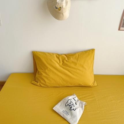 91家纺网 家纺一手货源 找家纺 安莱生活 2021新款全棉水洗棉枕套 姜黄