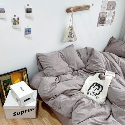 91家纺网 家纺一手货源 找家纺 安莱生活 2021新款全棉水洗棉枕套 咖啡