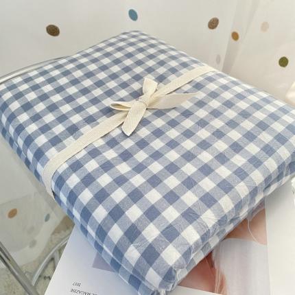 91家纺网 家纺一手货源 找家纺 艾咪 新款水洗棉单品被套 蓝色小格