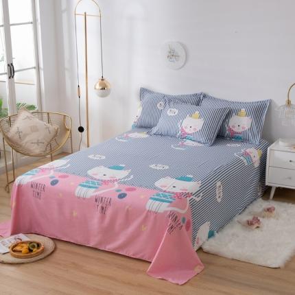 91家纺网 家纺一手货源 找家纺 莎臣豹 2025新款加厚磨毛植物羊绒单床单 猫咪