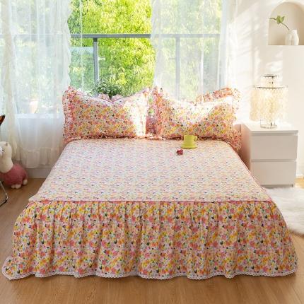 91家纺网 家纺一手货源 找家纺 宝齐莱 2021新款韩版13372全棉单品床裙 浓情花意