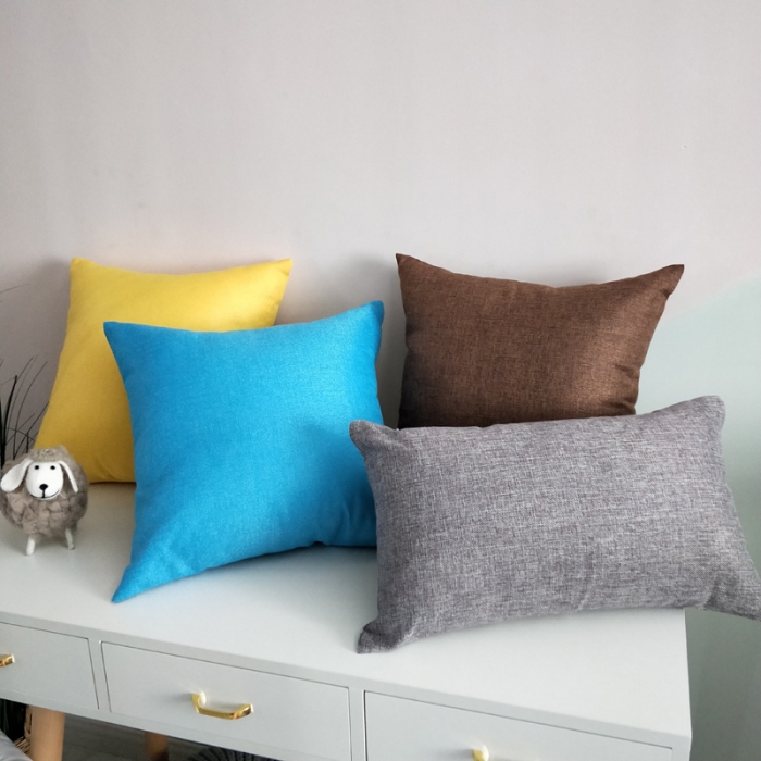 91家纺网 家纺一手货源 找家纺 （总）李帅家居 纯色抱枕亚麻风格靠垫沙发腰靠棉麻抱枕方枕头