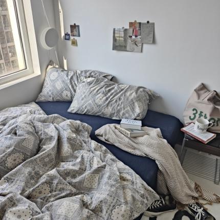 91家纺网 家纺一手货源 找家纺 （总）恋恋三季 2024新款全棉水洗棉四件套-浅墨入画