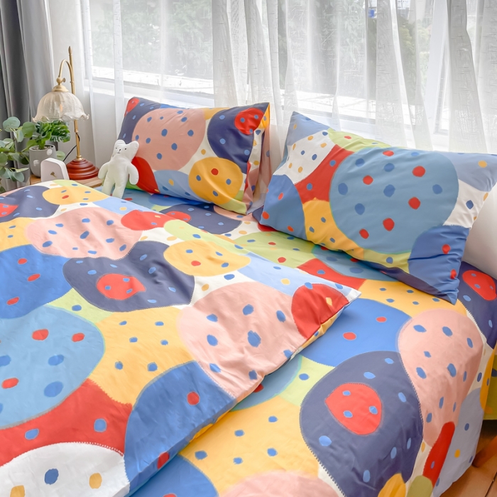 91家纺网 家纺一手货源 找家纺 感遇家纺 2021新款小清新卡通系列四件套饼干森林