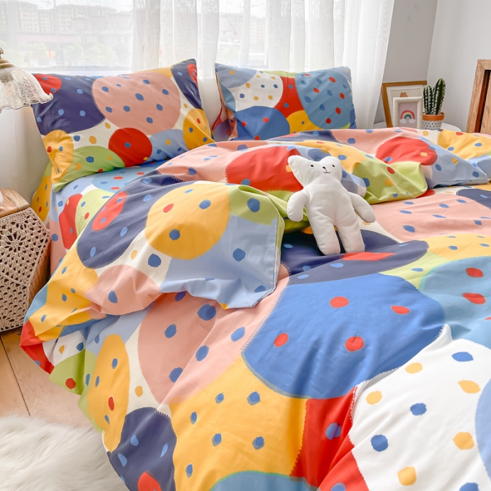 91家纺网 家纺一手货源 找家纺 感遇家纺 2021新款小清新卡通系列四件套饼干森林