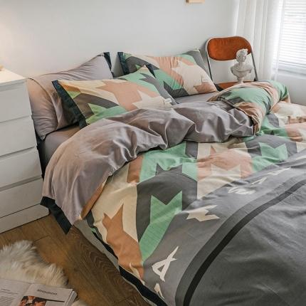 91家纺网 家纺一手货源 找家纺 静家居2024直播北欧织带拼接工艺款四件套魅影