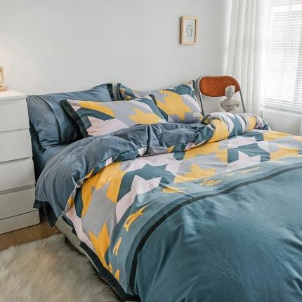 91家纺网 家纺一手货源 找家纺 静家居2024直播北欧织带拼接工艺款四件套魅影