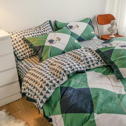 91家纺网 家纺一手货源 找家纺 静家居2024直播北欧织带拼接工艺款四件套魅影