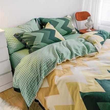 91家纺网 家纺一手货源 找家纺 静家居2024直播北欧织带拼接工艺款四件套魅影