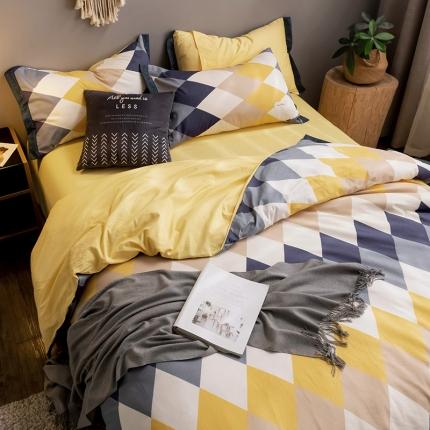 91家纺网 家纺一手货源 找家纺 静家居2024直播北欧织带拼接工艺款四件套魅影