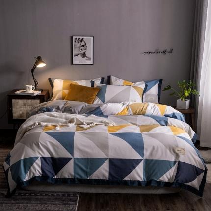 91家纺网 家纺一手货源 找家纺 静家居2024直播北欧织带拼接工艺款四件套魅影