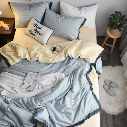 91家纺网 家纺一手货源 找家纺 静家居2024直播北欧织带拼接工艺款四件套魅影