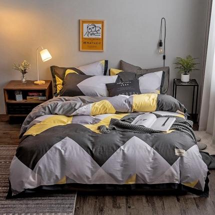 91家纺网 家纺一手货源 找家纺 静家居2024直播北欧织带拼接工艺款四件套魅影