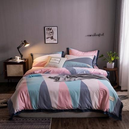 91家纺网 家纺一手货源 找家纺 静家居2024直播北欧织带拼接工艺款四件套绅士