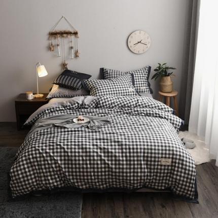 91家纺网 家纺一手货源 找家纺 静家居2024直播北欧织带拼接工艺款四件套魅影