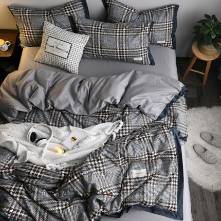 91家纺网 家纺一手货源 找家纺 静家居2024直播北欧织带拼接工艺款四件套魅影