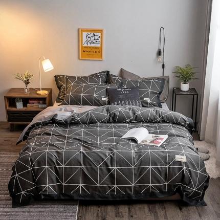 91家纺网 家纺一手货源 找家纺 静家居2024直播北欧织带拼接工艺款四件套魅影